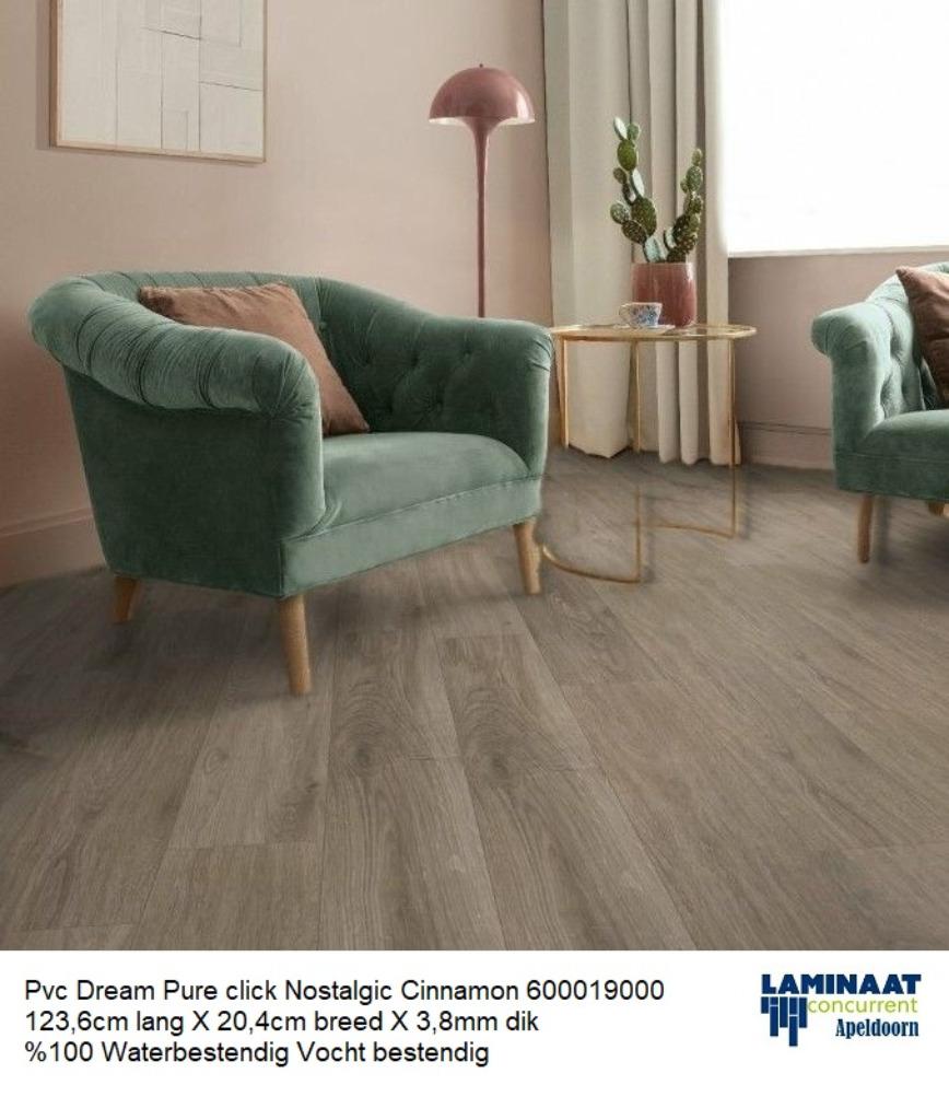 Pvc Dream Click Nostalgic Cinnamon €12,95p/m2 inc.btw, Pvc dream click wood decor, Grijs, Nieuw, Ophalen of Verzenden