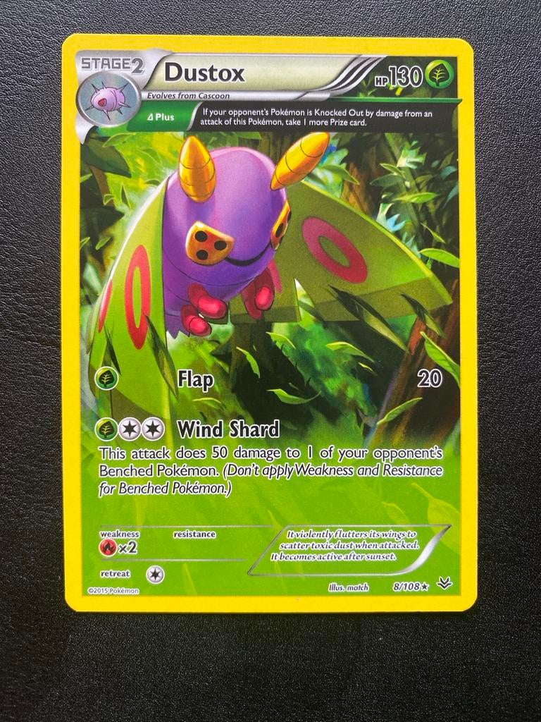 Dustox 8/108 Rare Pokémon XY Roaring Skies Packfresh Mint, Ophalen of Verzenden, Zo goed als nieuw, Losse kaart