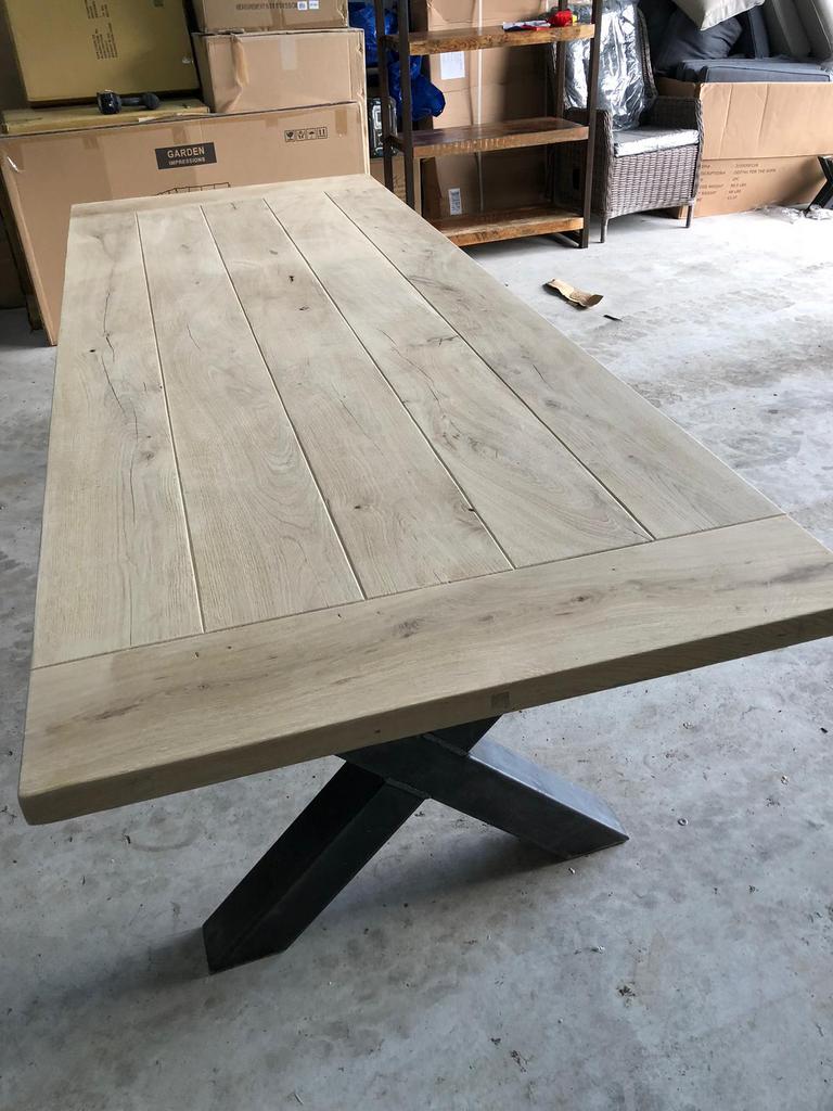 Mooie industriele massief eiken klooster tafels, Huis en Inrichting, Tafels | Eettafels, 100 tot 150 cm, Eikenhout, Ophalen of Verzenden