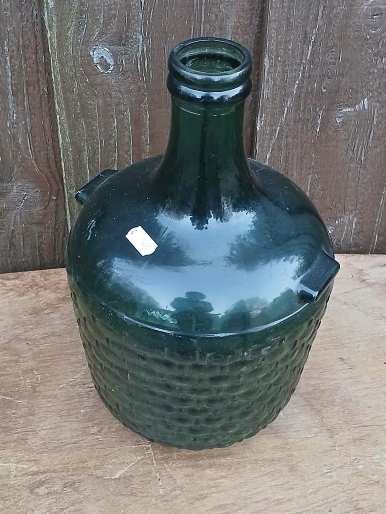 Vintage groene mandfles, Ophalen of Verzenden