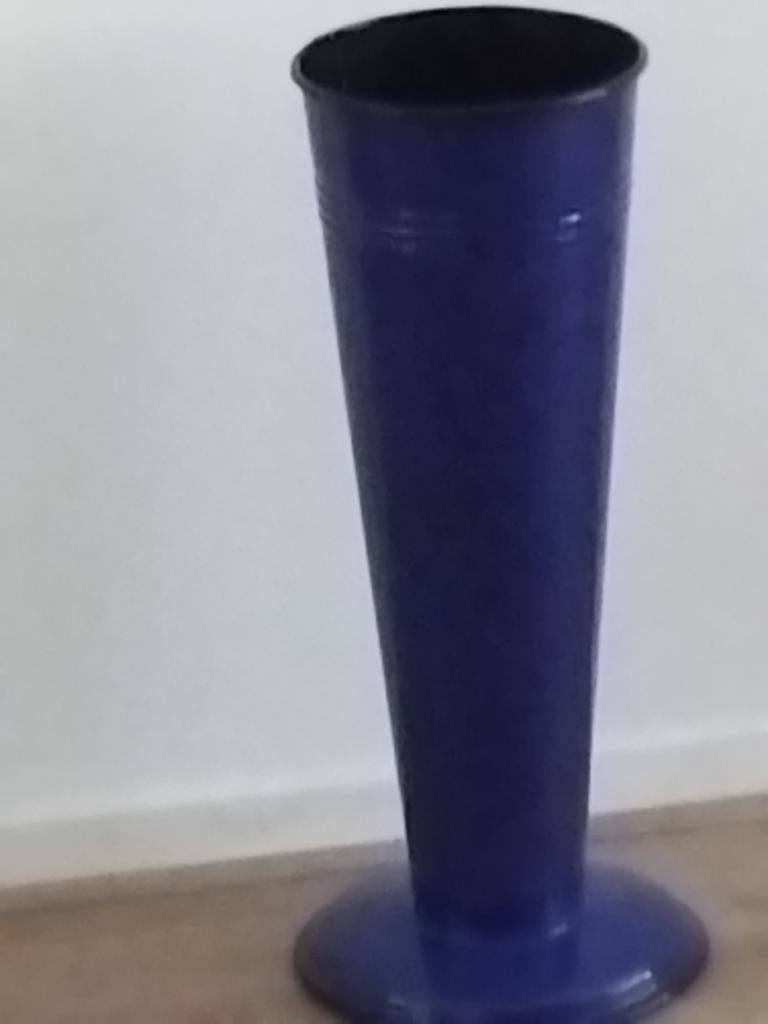 Emaille paraplubak/vaas blauw.  Hoogte 50 cm., Ophalen, Blauw, Overige materialen, 50 tot 75 cm
