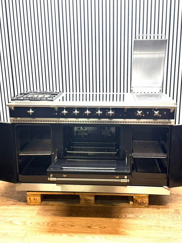Luxe Lacanche Fornuis keramisch + Wokpit & Plancha 150 cm, Warmhoudplaat, Ophalen of Verzenden, Zo goed als nieuw, Energieklasse A of zuiniger