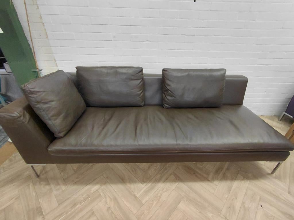 B&B Italia Charles | 3 zitsbank | Bruin Leer, Huis en Inrichting, Banken | Bankstellen, Gebruikt, Info@andriesign.nl, Bb italia