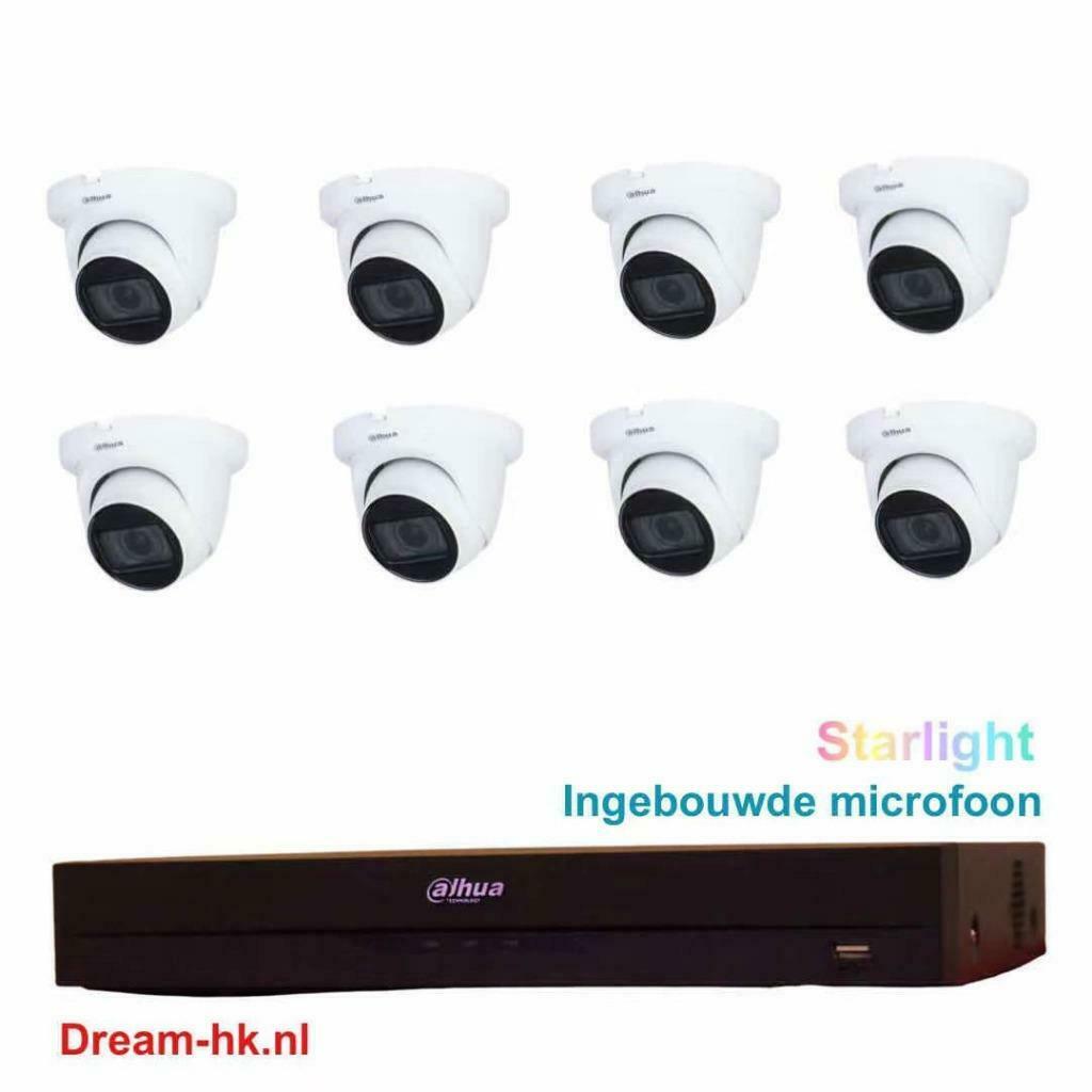 5MP Dahua Starlight camera set / 8CH DVR+8x camera's (Audio)