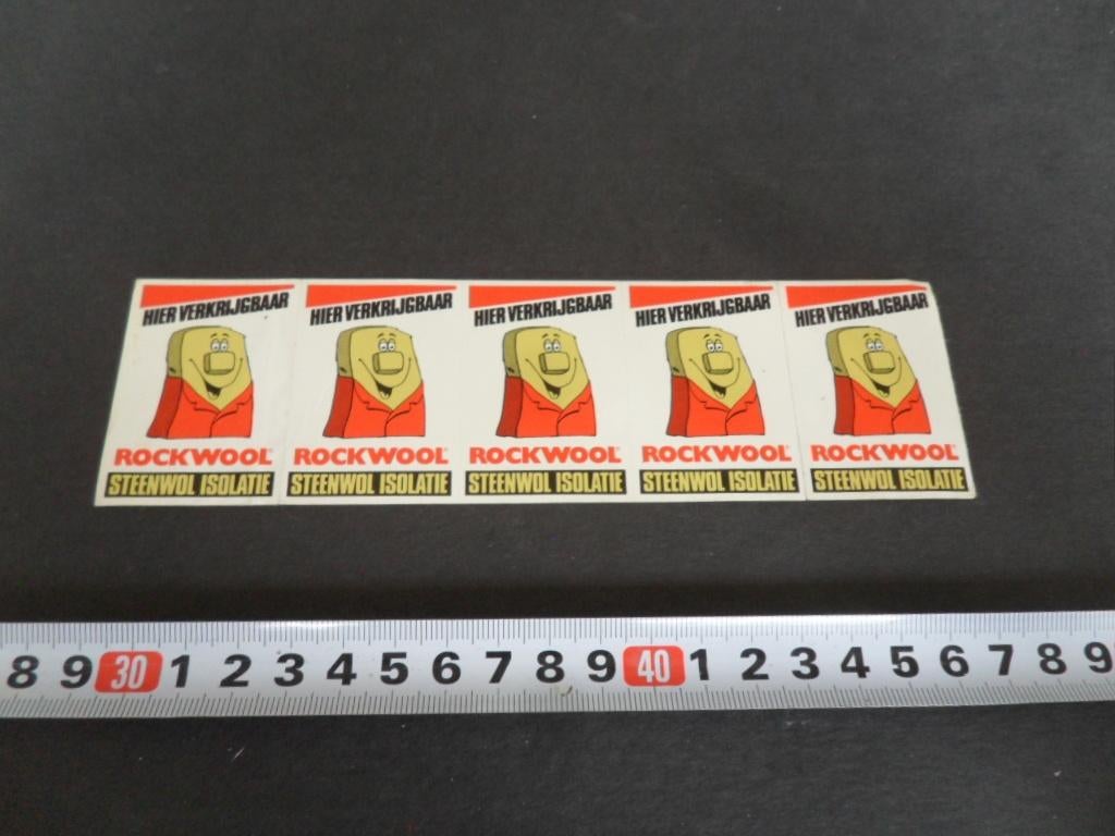 sticker set Hier verkrijgbaar ROCKWOOL steenwol isolatie, Ophalen, Zo goed als nieuw