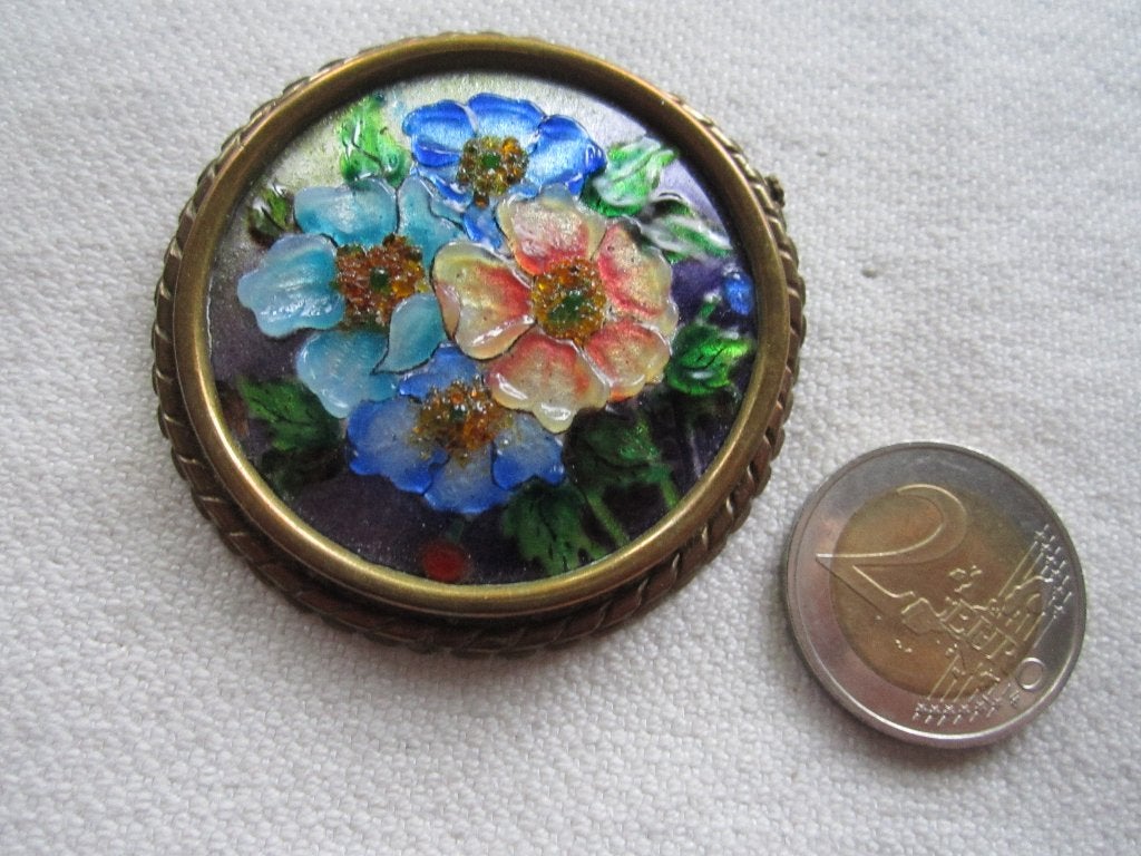 24.  Schitterende oude broche, Limoges,  handgeschilderd, Sieraden, Tassen en Uiterlijk, Antieke sieraden, Ophalen, Overige materialen