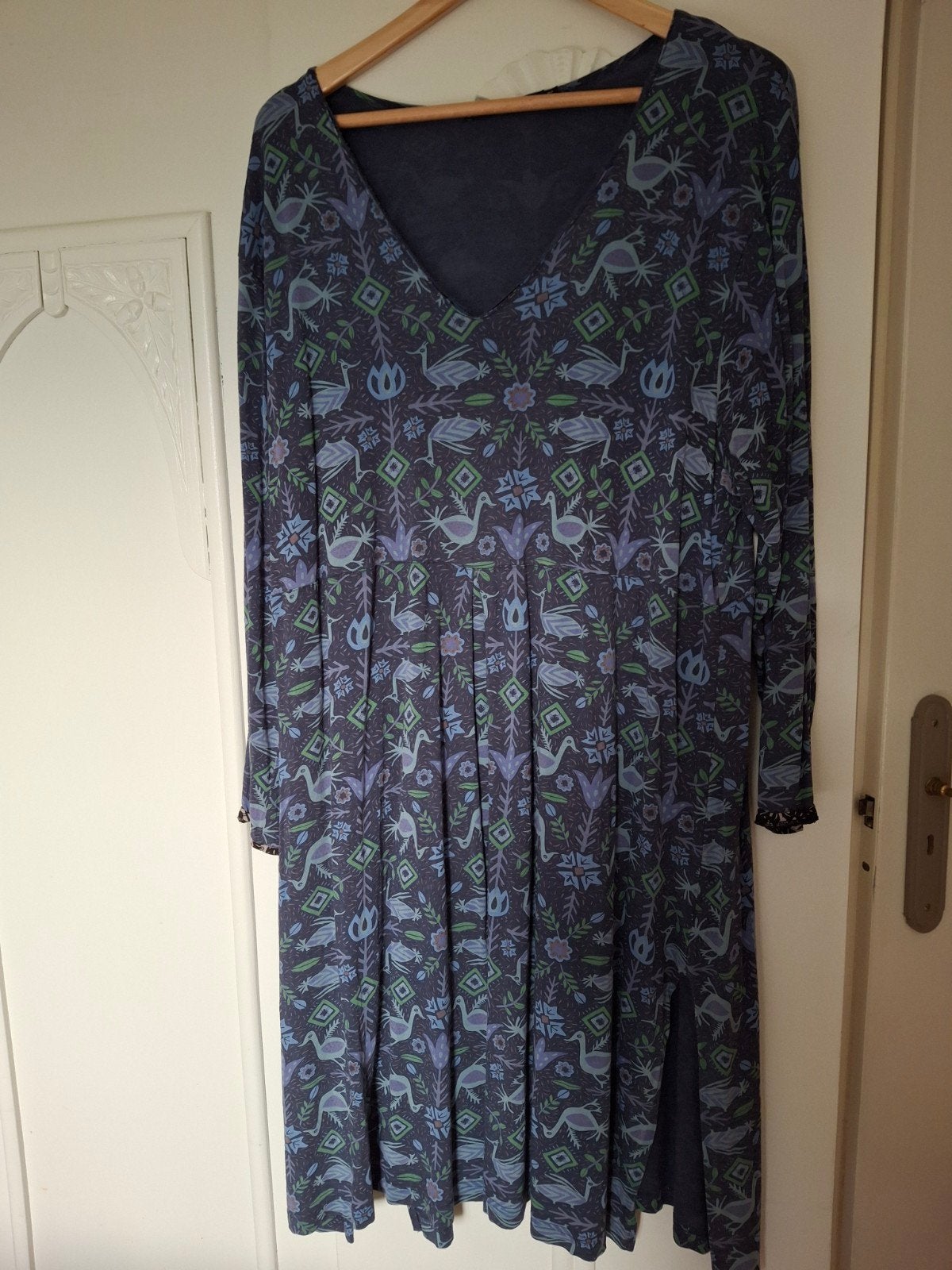 Gudrun Sjödén jurk met vogelprint, maat XXL, Kleding | Dames, Jurken, Blauw, Gudrun Sjödén, Maat 46/48 (XL) of groter, Ophalen of Verzenden