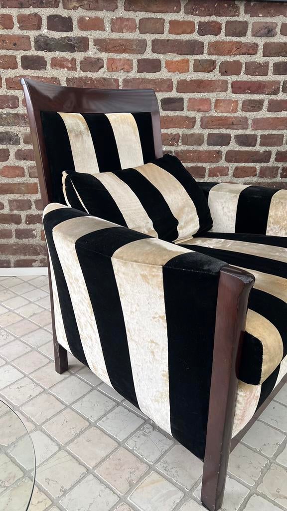 Giorgetti Fauteuil Zwart Wit Gestreept design, Ophalen, 75 tot 100 cm, Zo goed als nieuw, 50 tot 75 cm
