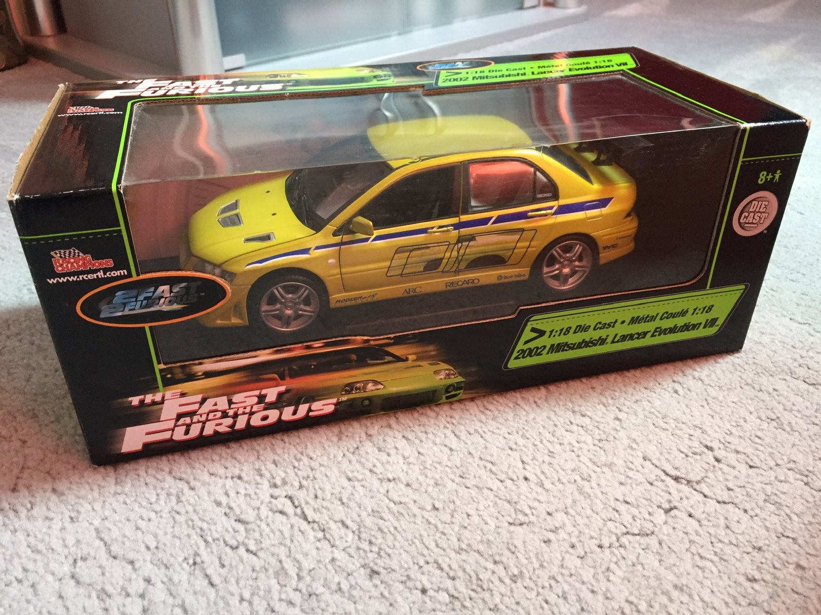 Mitsubishi lancer evolution 1/18 fast and the furious ertl, Hobby en Vrije tijd, Ophalen of Verzenden, Zo goed als nieuw, Auto