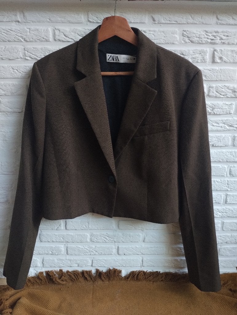 Korte blazer Zara (maat M), Maat 38/40 (M), Bruin, Ophalen of Verzenden, Zo goed als nieuw