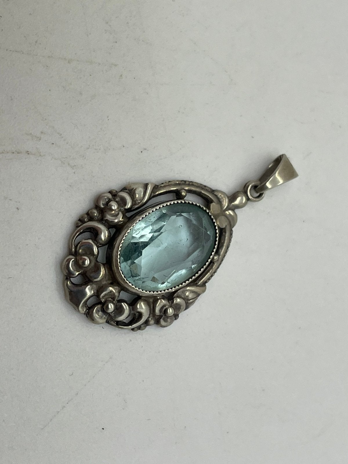 G420 Prachtige zilveren art nouveau hanger, Ophalen of Verzenden, Zilver, Hanger