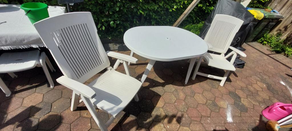 Hartman tafel met Aquarius stoelen - Tuinset, Tuin en Terras, Tuinsets en Loungesets, Gebruikt, Kunststof, Ophalen of Verzenden