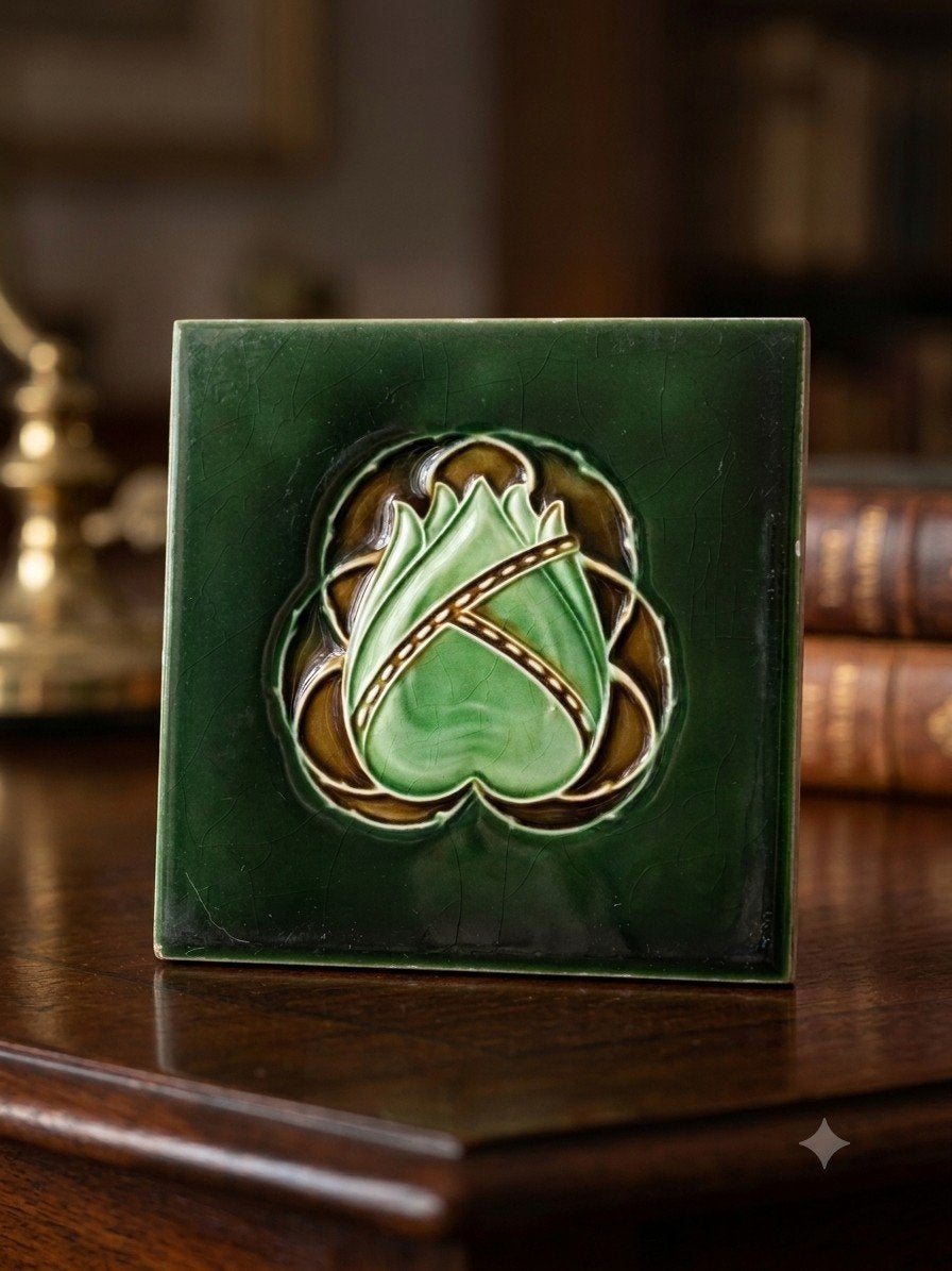 Antieke Art Nouveau Majolica Tegel  UK1904, Verzenden