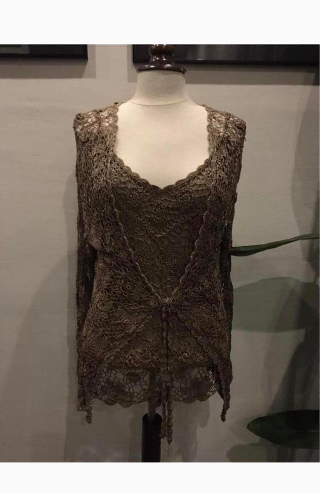 Prachtige set Pomodoro Top+Vest puur viscose Maat 36-38Nieuw, Ophalen, Kostuum of Pak, Beige, Zo goed als nieuw