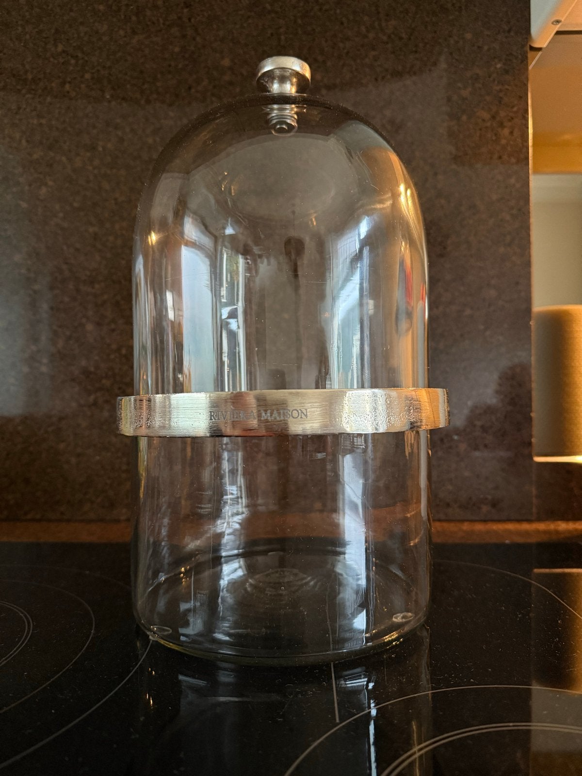 Riviera Maison Glazen Stolp met Zilveren Band, Ophalen, Zo goed als nieuw, Modern, Glas