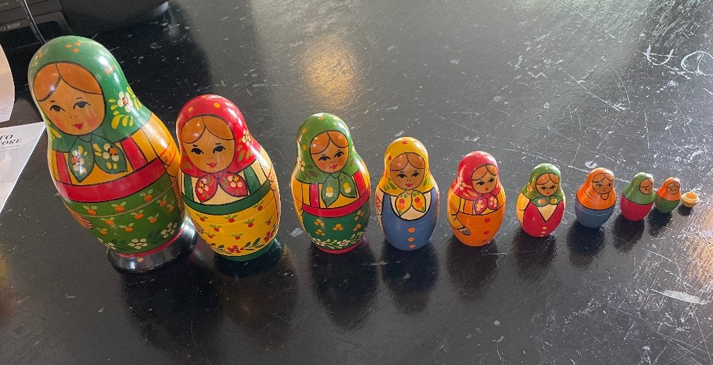 Matroesjka  9,5 stuks USSR Vintage Hout Baboesjka, Verzamelen, Ophalen of Verzenden, Gebruikt