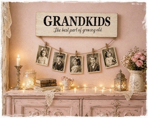 Houten bord, Grandkids, the best part to growing old 55,8 cm, Ophalen of Verzenden