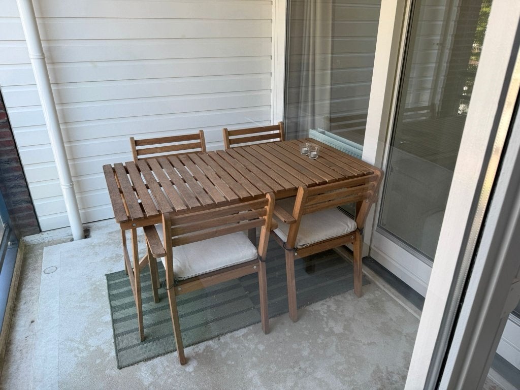 IKEA ASKHOLMEN tuinset – tafel + 4 leunstoelen met kussens, Ophalen, 4 zitplaatsen, Gebruikt, Tuinset