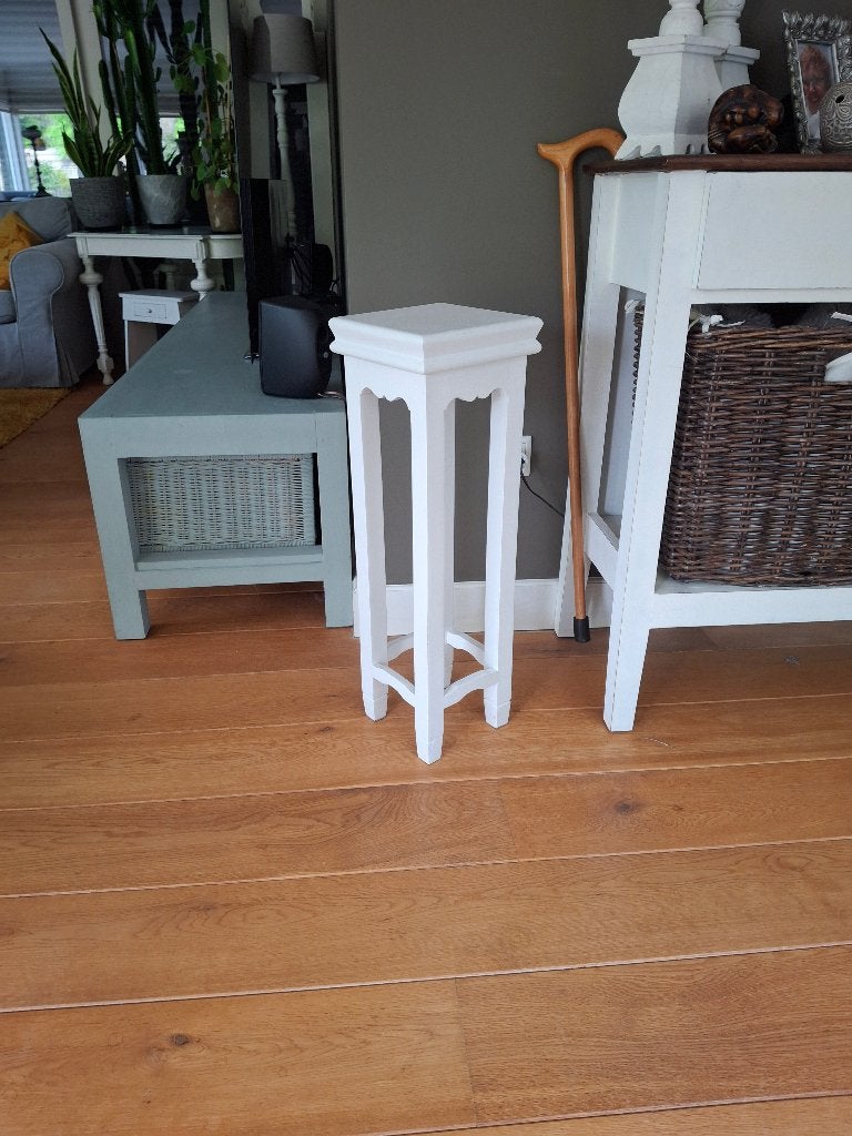 Plantentafel brocant wit leuk tafeltje, Ophalen, Minder dan 55 cm, Vierkant, Zo goed als nieuw