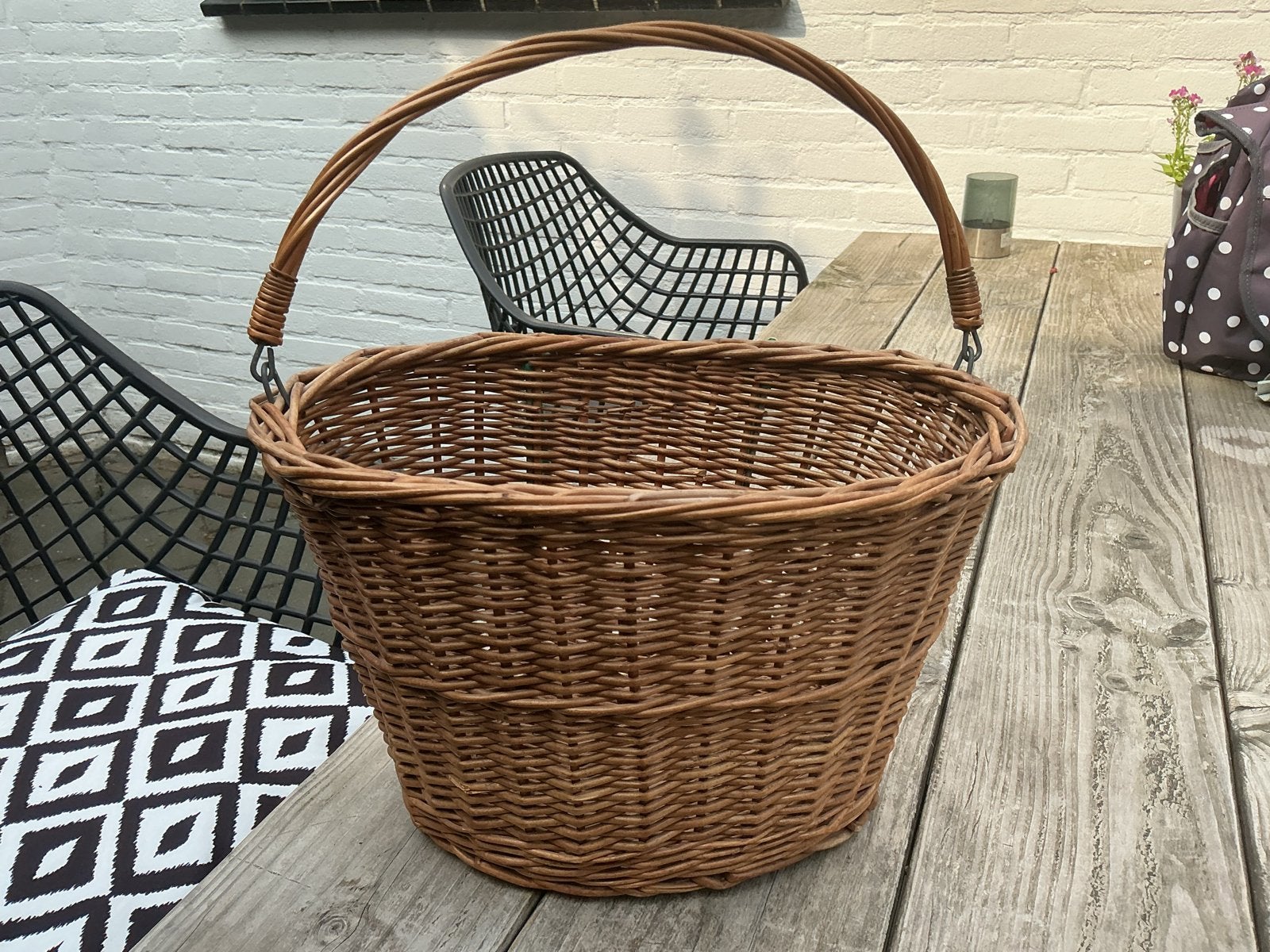 Rieten kinderfietsmand - Hoogte 20cm, Breedte 34cm, Ophalen of Verzenden, Gebruikt, Fietsmand