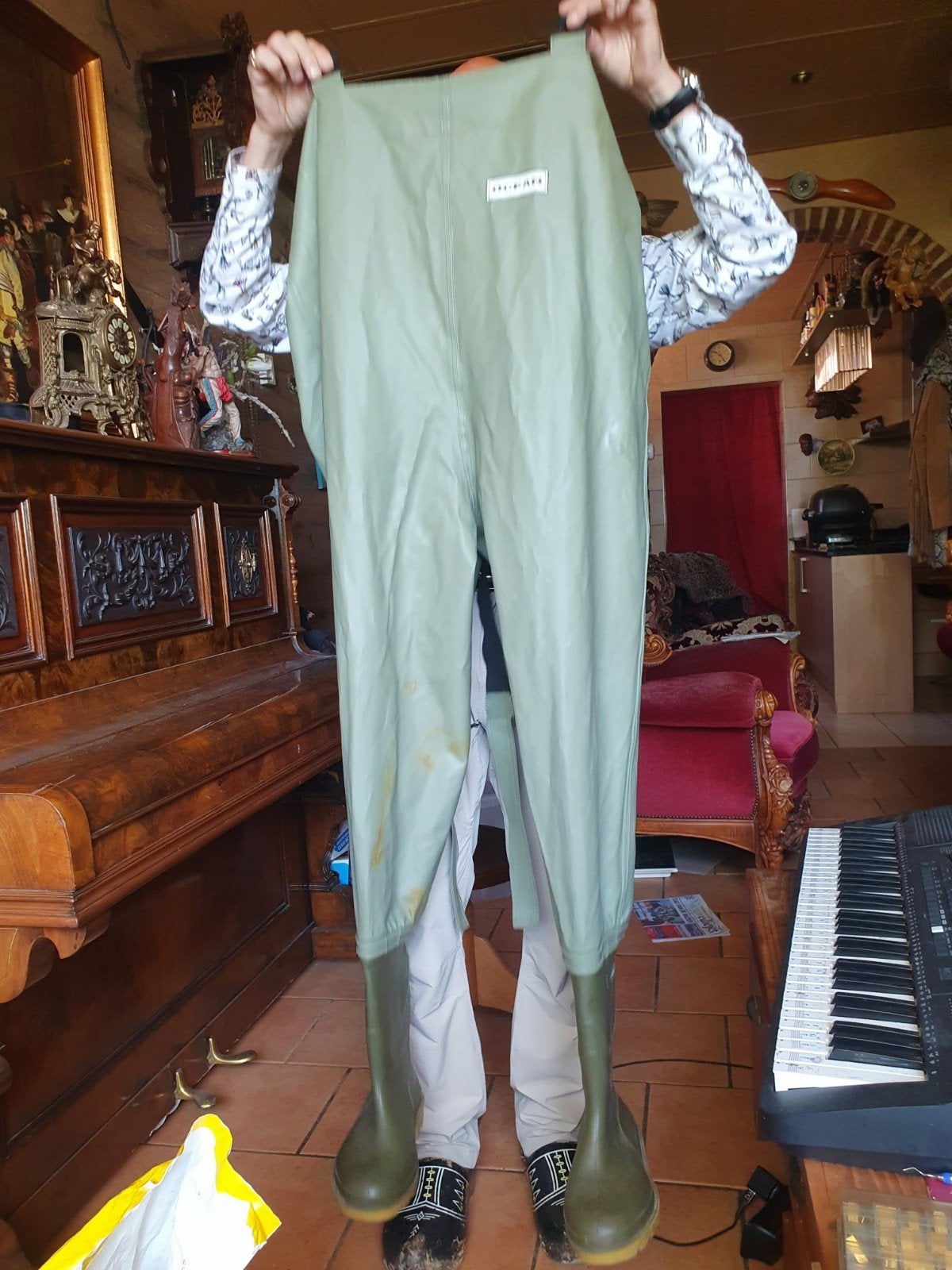 Groene waadbroek met laarzen - Ideaal voor vissen/werk maat, Ophalen of Verzenden