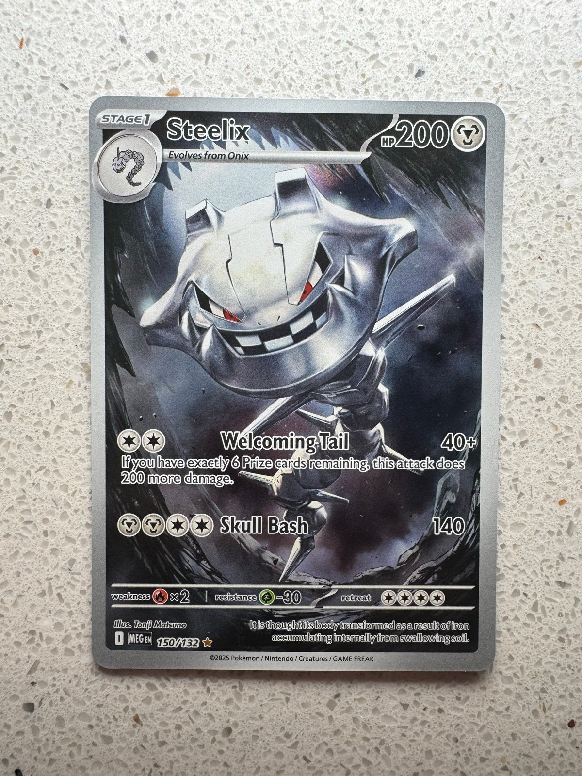 Pokemon TCG | Steelix Mega Evolution, Ophalen of Verzenden, Zo goed als nieuw, Losse kaart, Foil