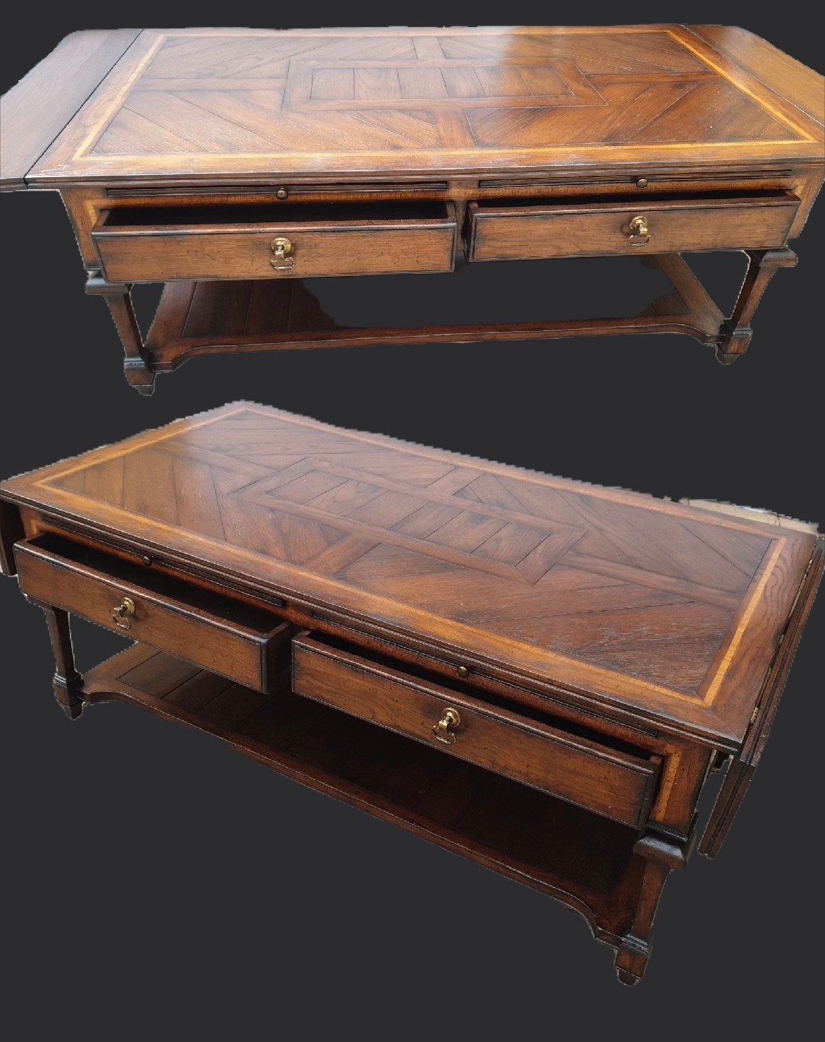RAC Royal Antieke Salontafel met Inlegwerk en Lades, Ophalen of Verzenden