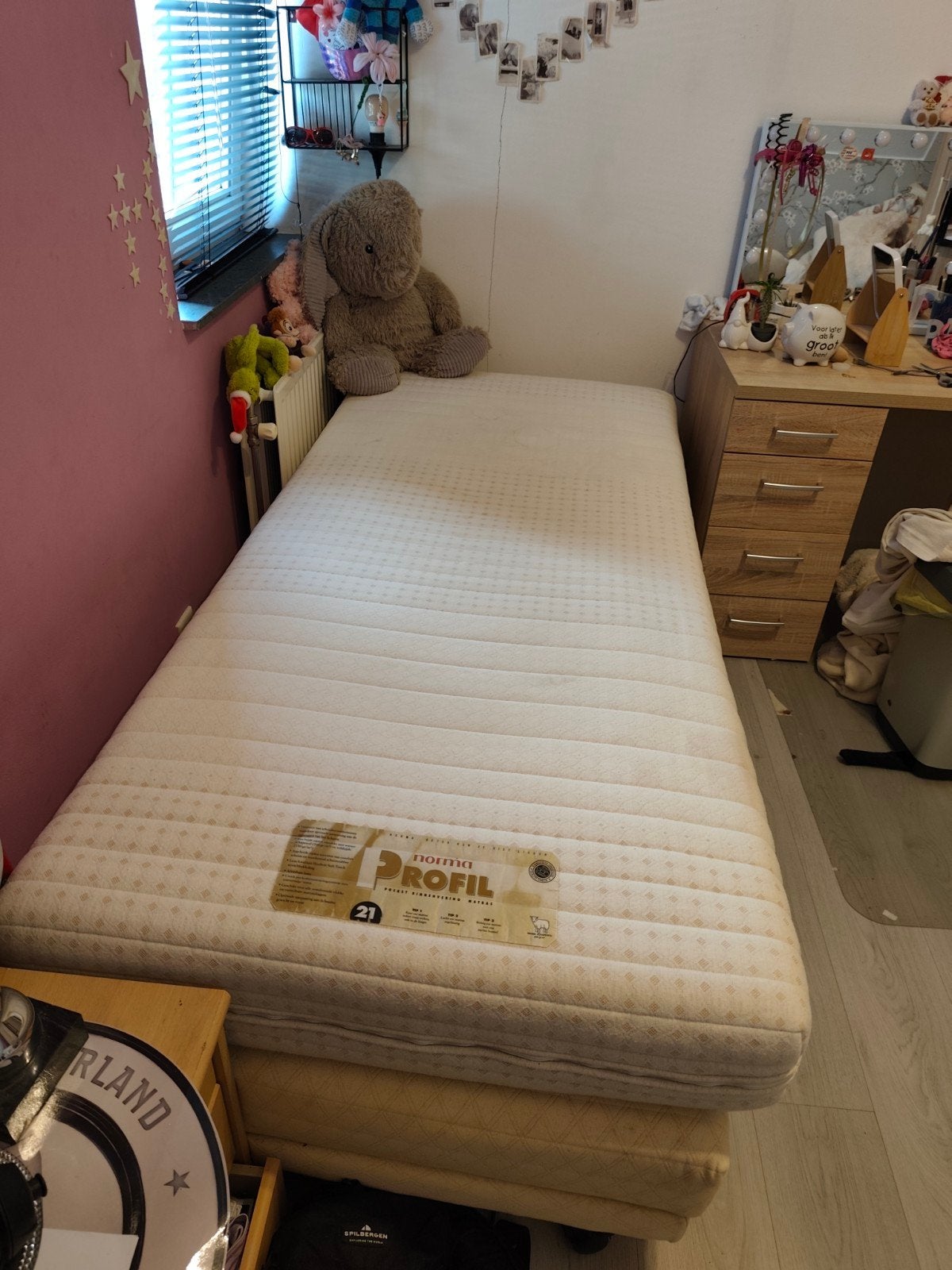 Eenpersoons elektrische boxspring met Norma Profil matras -, Ophalen, Gebruikt, 90 cm, Eenpersoons