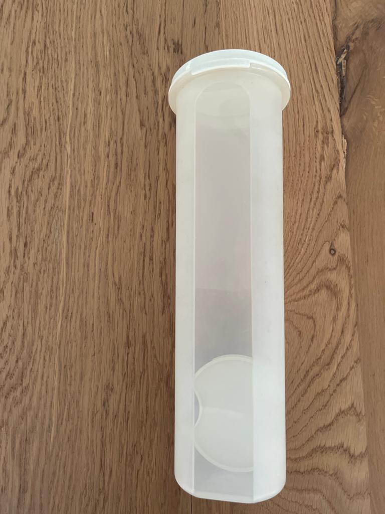 Tupperware spaghettibus met doseringsplaatje, Ophalen of Verzenden, Zo goed als nieuw, Wit, Bus of Trommel