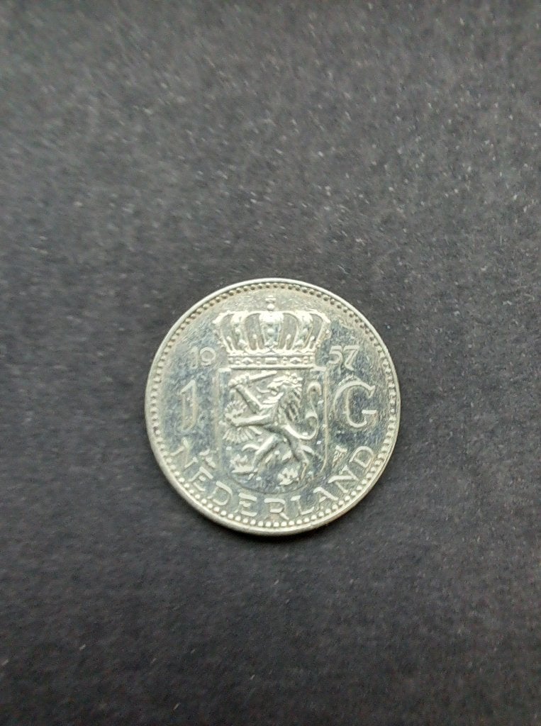 Gulden 1957 Juliana zilver, Postzegels en Munten, 1 gulden, Koningin Juliana, Zilver, Ophalen of Verzenden