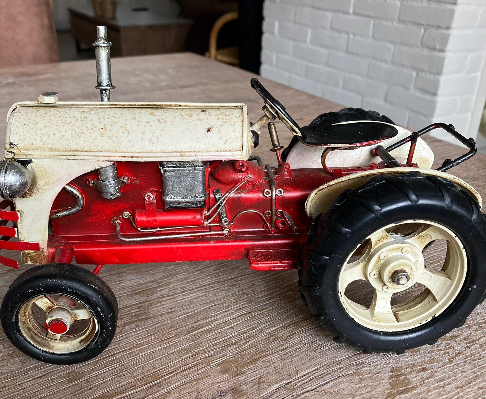 Decoratief retro metalen tractor, Ophalen of Verzenden, Zo goed als nieuw