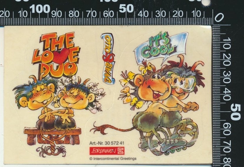 Sticker: Dyab and Ollo, Ophalen of Verzenden, Zo goed als nieuw, Strip of Tekenfilm