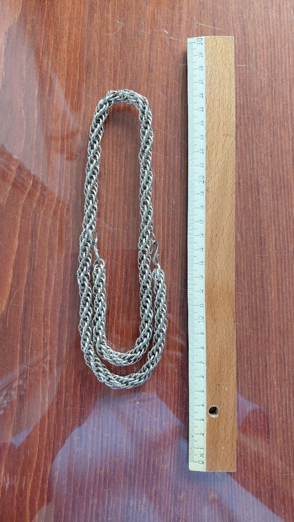 metalen schakel gedraaid riem of ketting vintage 45 cm, Ophalen, Zo goed als nieuw, Zilver, Overige materialen