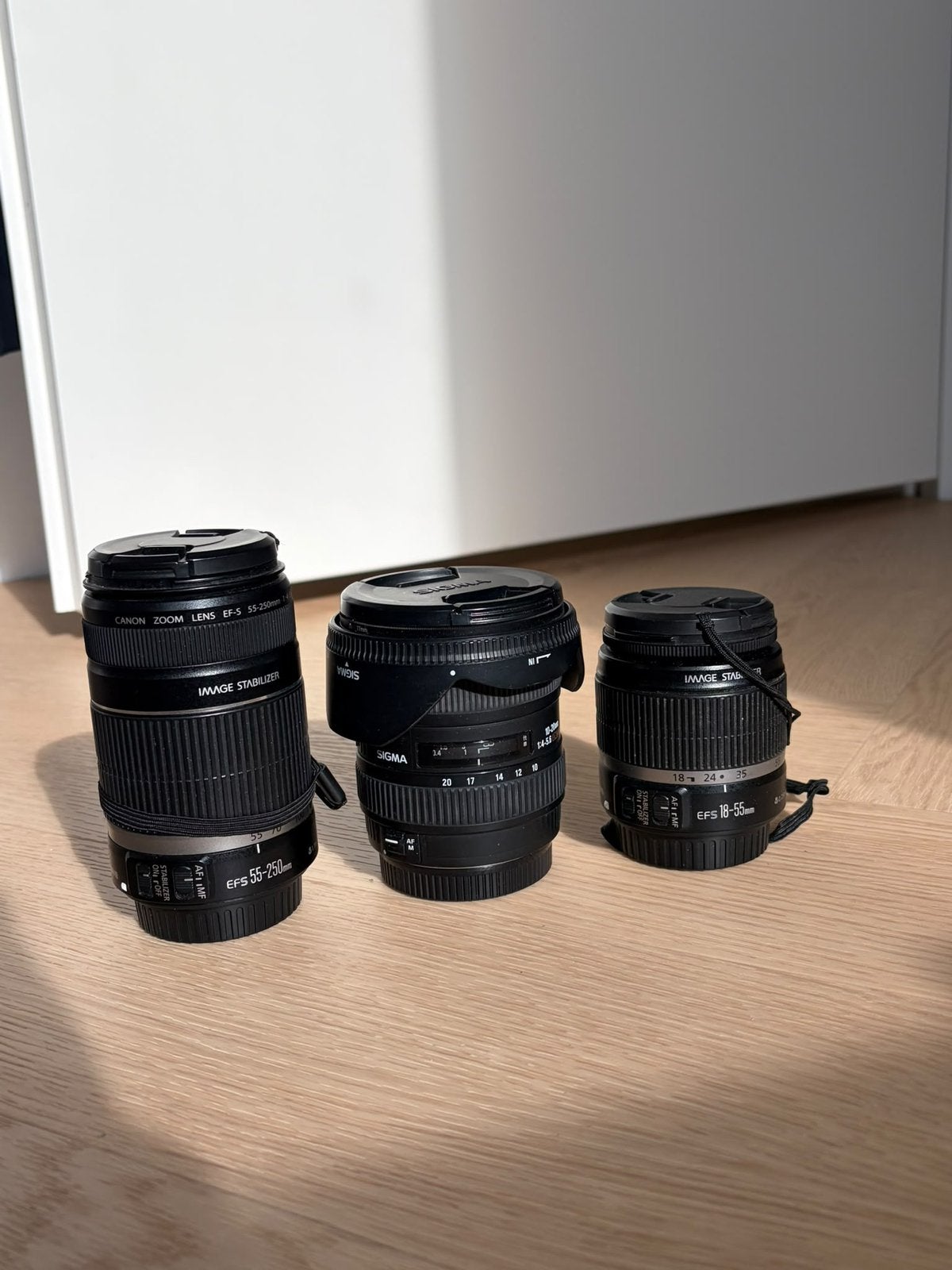 Canon EFS 55-250 en 18-55mm en Sigma 10-20mm lenzen, Audio, Tv en Foto, Gebruikt, Canon, Autofocus, Canon EF-S