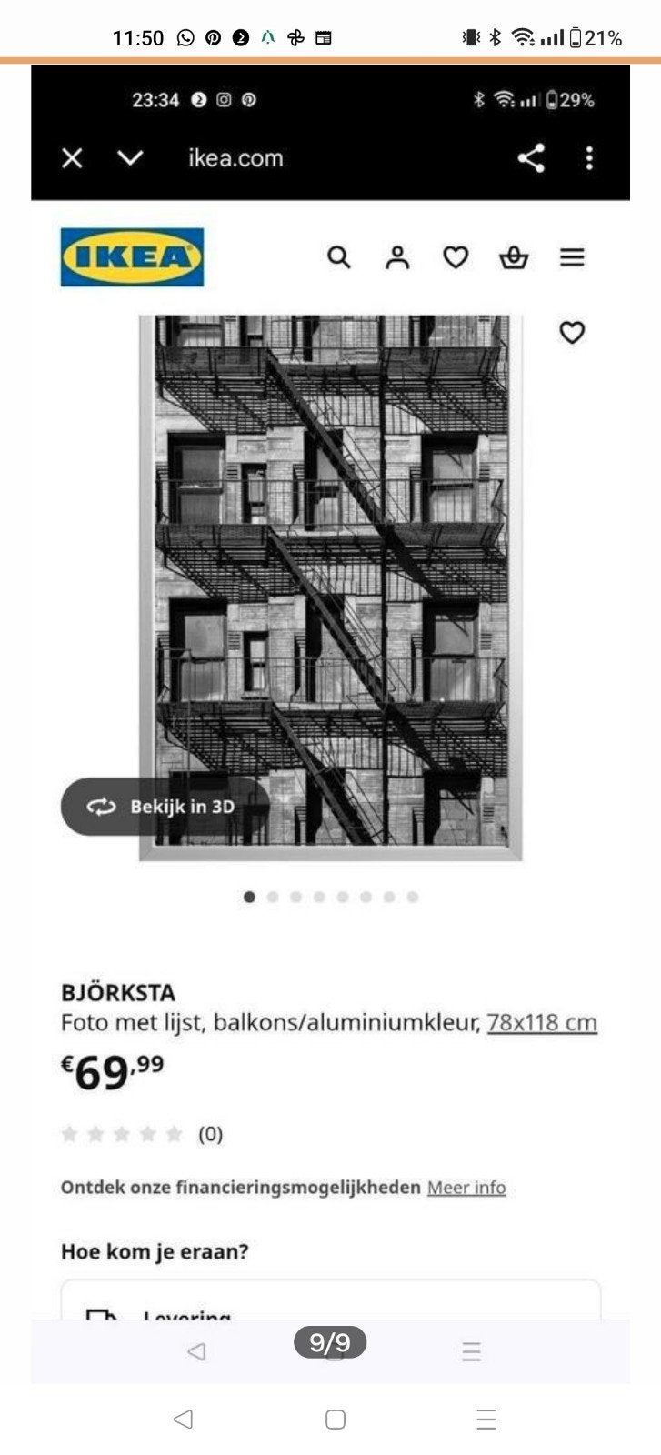 Groot industrieel schilderij IKEA Björksta 78x118 cm, Ophalen, Zo goed als nieuw, 75 tot 100 cm, Foto of Poster