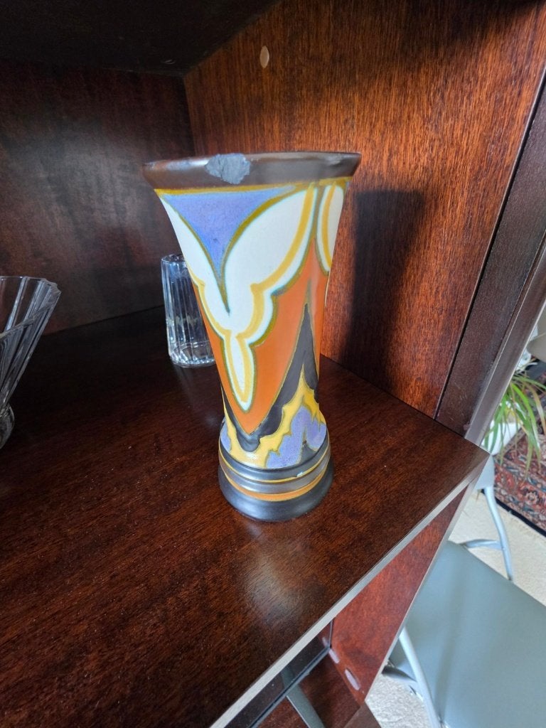 Antieke Gouda Plateel Art Deco vaas – Aurette, Ophalen of Verzenden