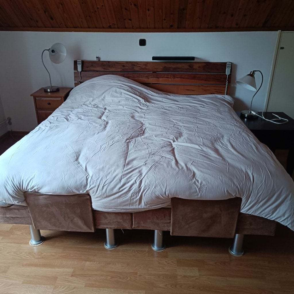 Tweepersoons elektrisch bed, Ophalen, Gebruikt, Bruin, Tweepersoons