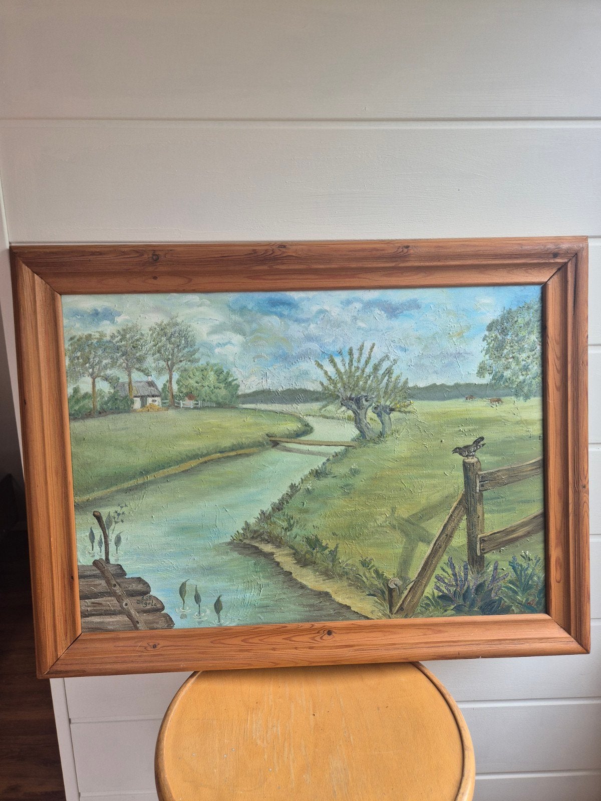 Westerwolds landschap door Angela Prins (jaren '90), Antiek en Kunst, Ophalen of Verzenden