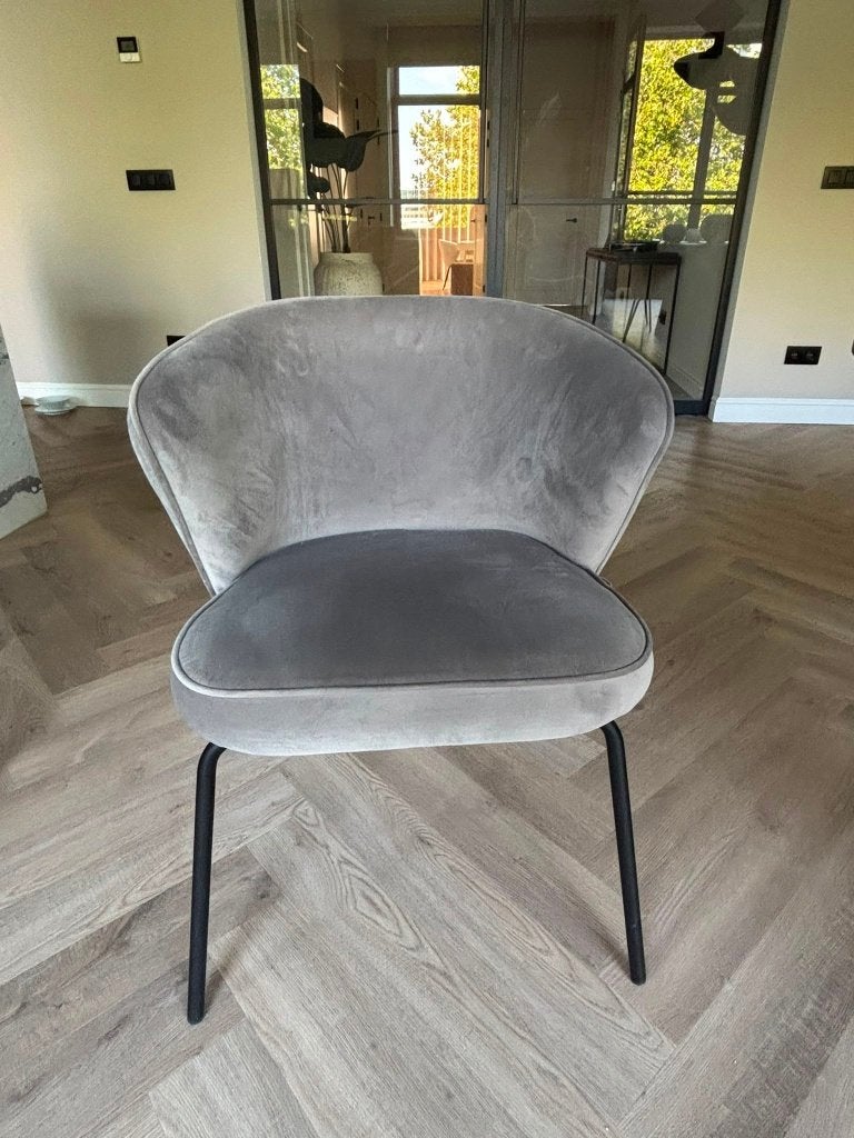 Eetkamerstoel Velvet Khaki 5 stuks, Ophalen, Zo goed als nieuw, Stof, Grijs