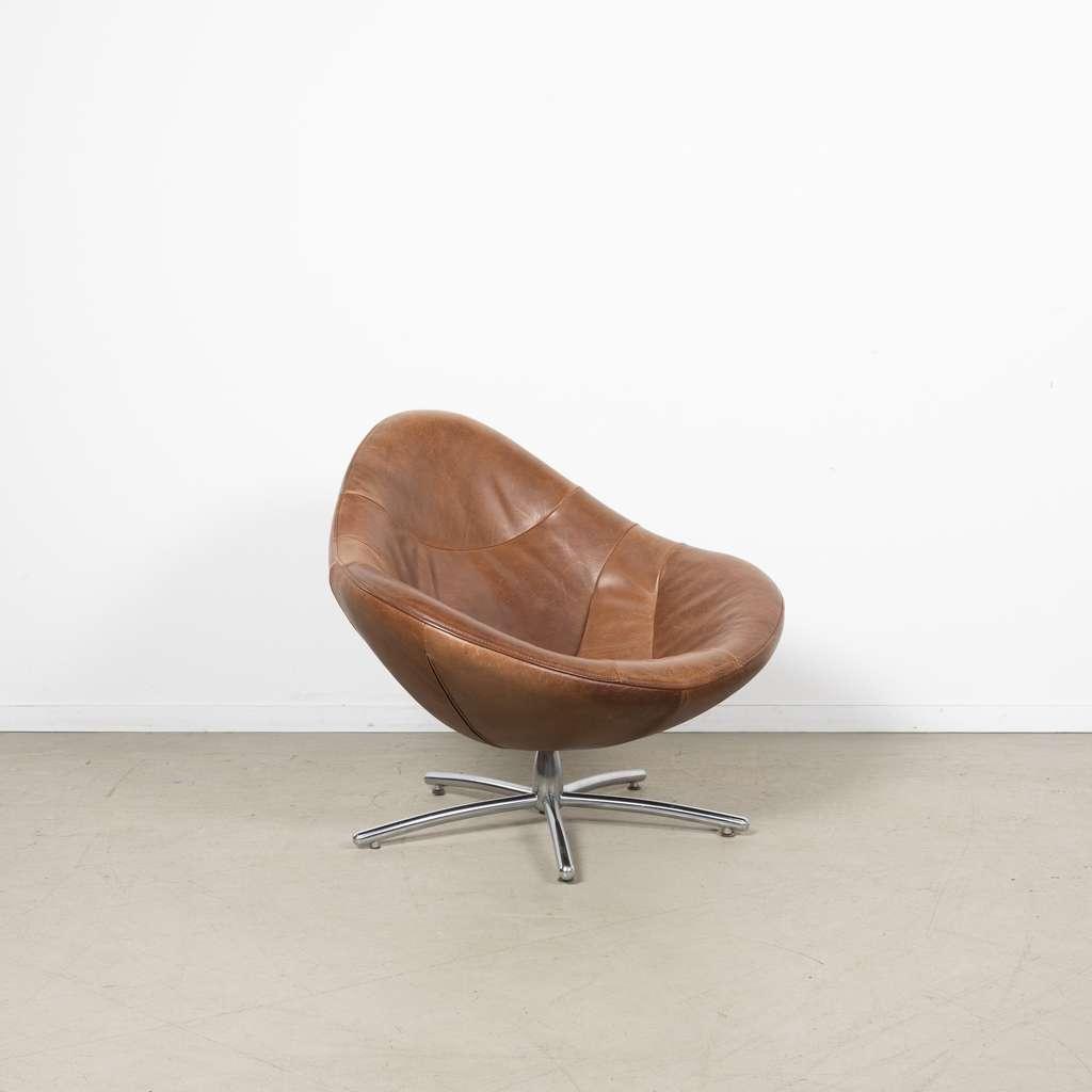 2x Label Hidde Fauteuil Donker Cognac Leer, Huis en Inrichting, Fauteuils, Zo goed als nieuw, Leer, Metaal, 75 tot 100 cm, 75 tot 100 cm