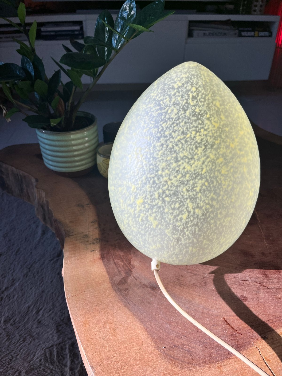 Vintage ei lamp geel - opknapper, Ophalen of Verzenden