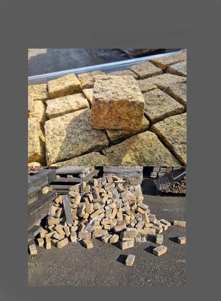 24 m2 Natuursteen – geel graniet / Extra goedkoop, Tuin en Terras, Grind, Keien en Split, Overige typen, Graniet, Ophalen