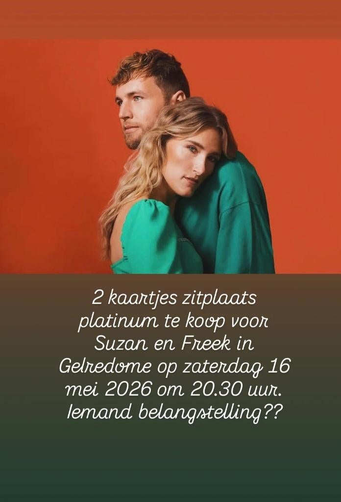 Suzan en Freek tickets, Tickets en Kaartjes, Concerten | Nederlandstalig, Twee personen, Mei, Overige typen