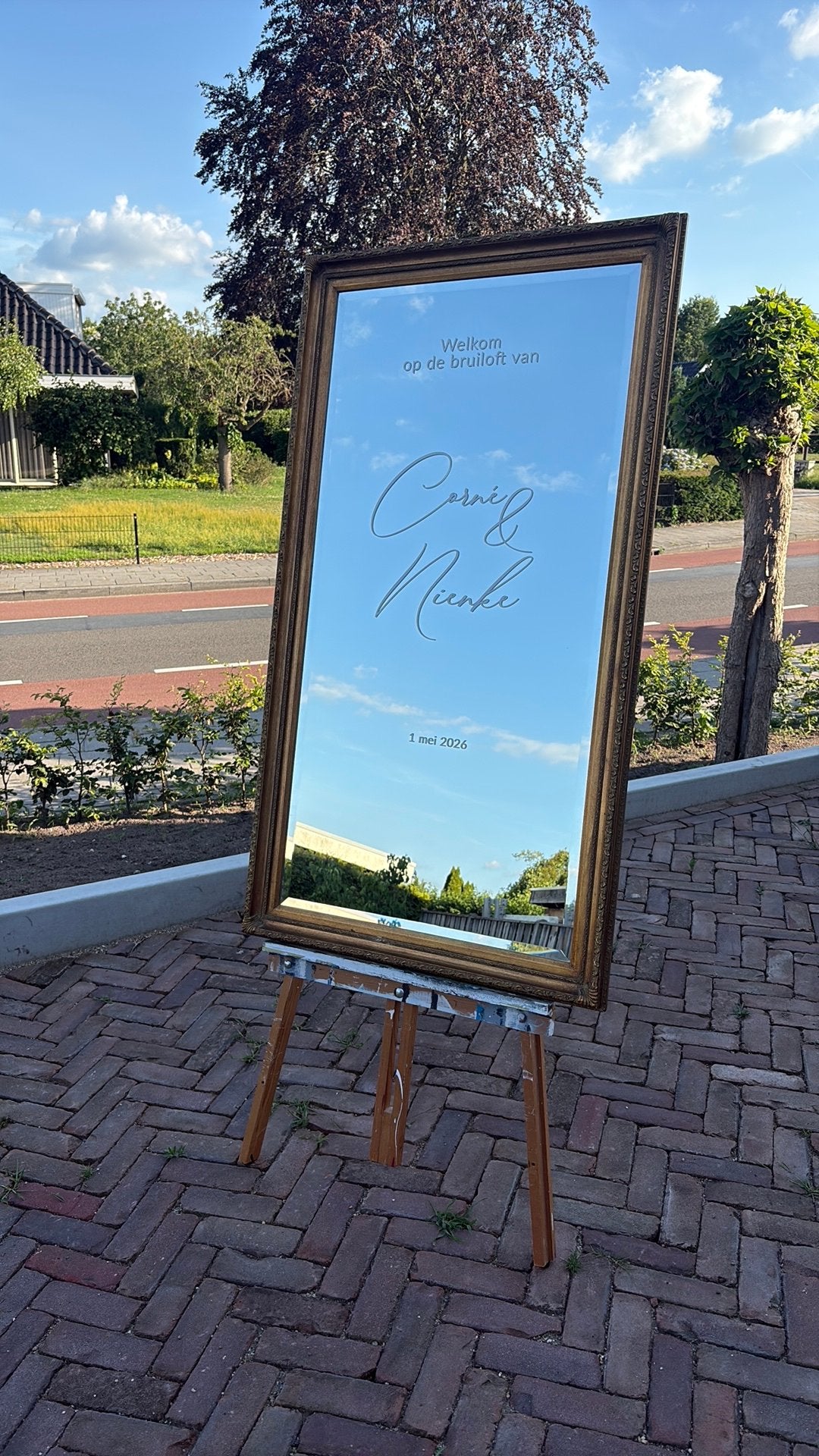 Spiegel op schildersezel, Ophalen, Versiering, Geboorte of Huwelijk