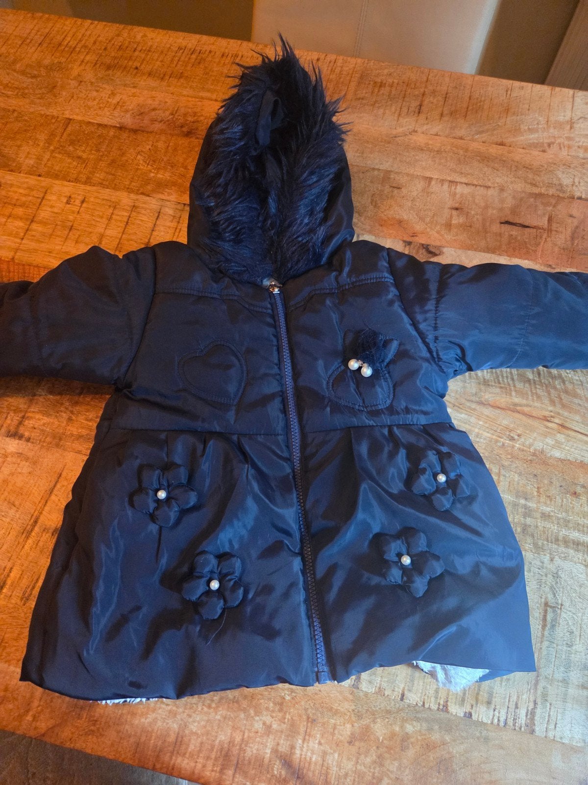 Meisjes winterjas maat 98 met bontkraag, Ophalen of Verzenden, Gebruikt, Meisje, Jas