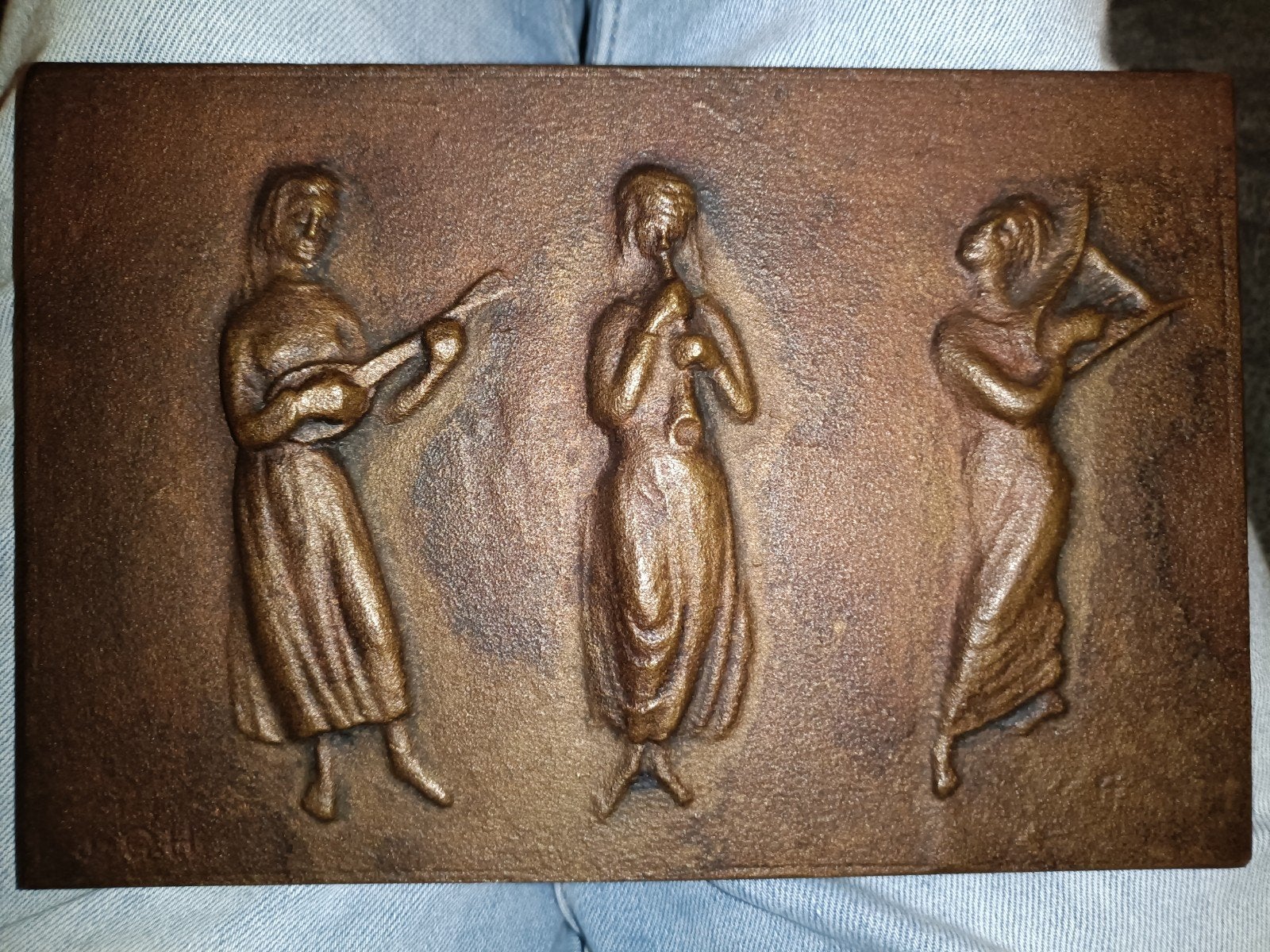 bronzen plaquette van kunstenaar Godfried Devreese, Ophalen, Brons