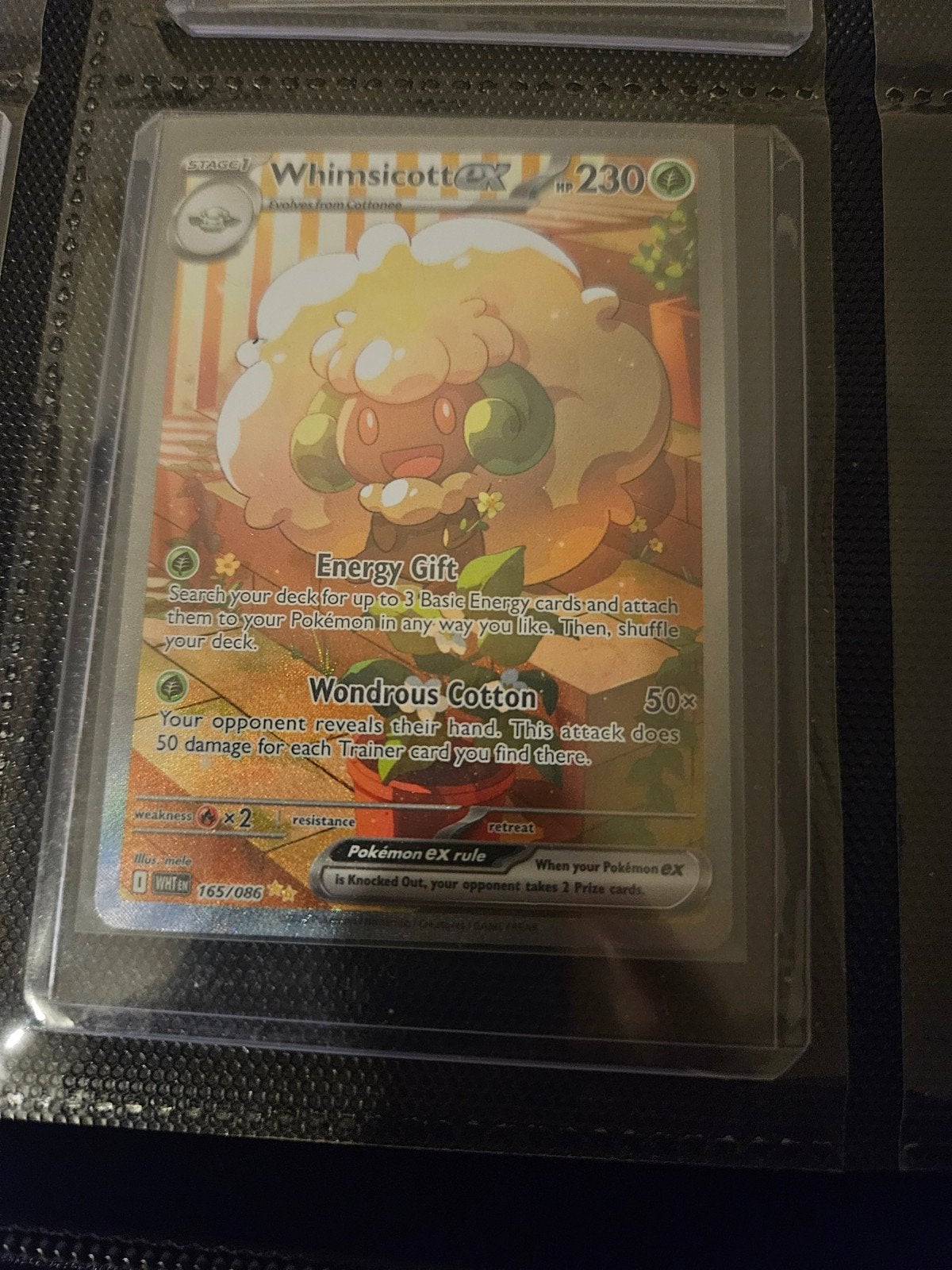 Pokemon Whimsicott ex 165/086 White Flare, Ophalen of Verzenden, Zo goed als nieuw, Losse kaart, Foil