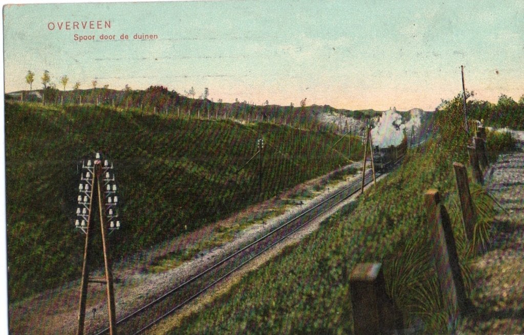 Overveen, Spoor in de duinen met Locomotief. 7420, Ophalen of Verzenden, Voor 1920, Gelopen, Noord-Brabant