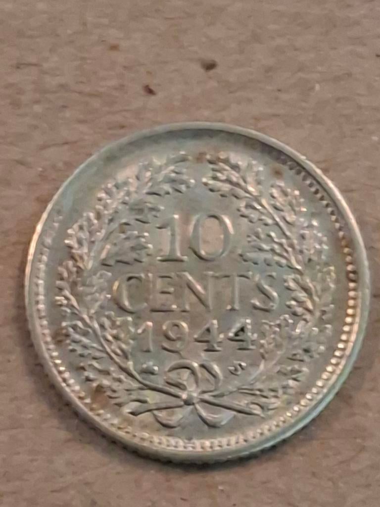 Nederland 10 cent 1944 S zilver Wilhelmina, Zilver, Ophalen of Verzenden, 10 cent, Koningin Wilhelmina