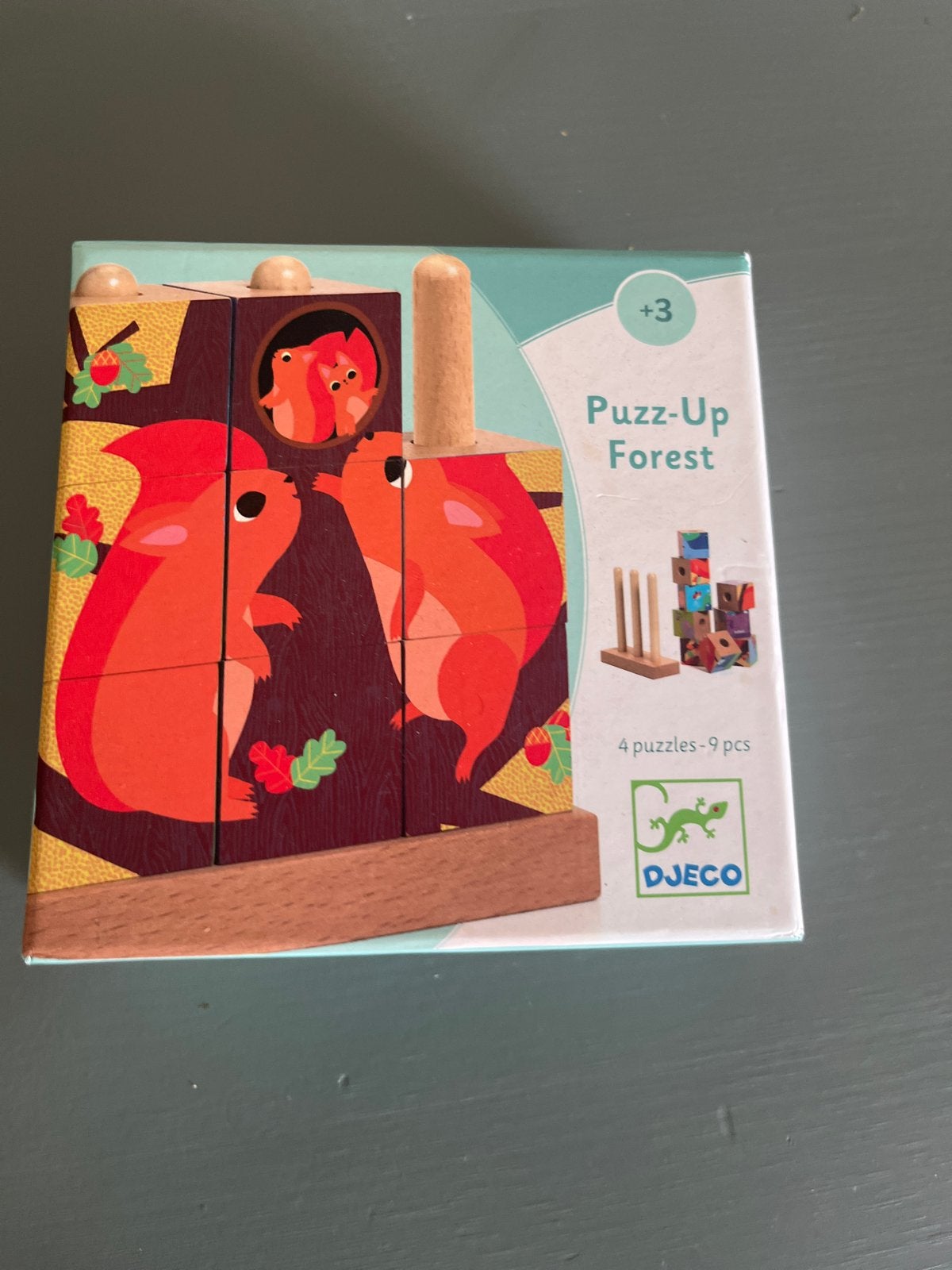 Djeco Puzz-Up Forest eekhoorn puzzel - 4 puzzels, 9 stuks, 2 tot 4 jaar, 10 tot 50 stukjes, Ophalen of Verzenden, Zo goed als nieuw